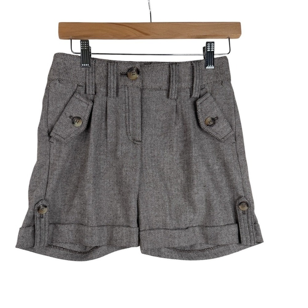 H&M Woold Blend‎ Printed Trouser Shorts size 2 Brown/White